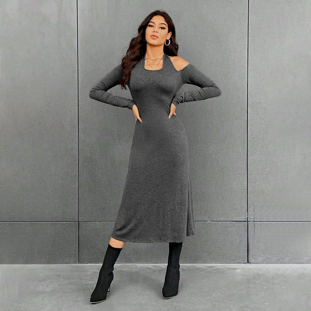 Maxiklänning Dam Utskuren Design Mjuk Polyester 5