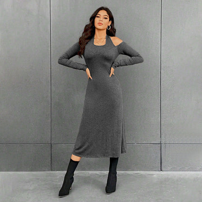 Maxiklänning Dam Utskuren Design Mjuk Polyester 5
