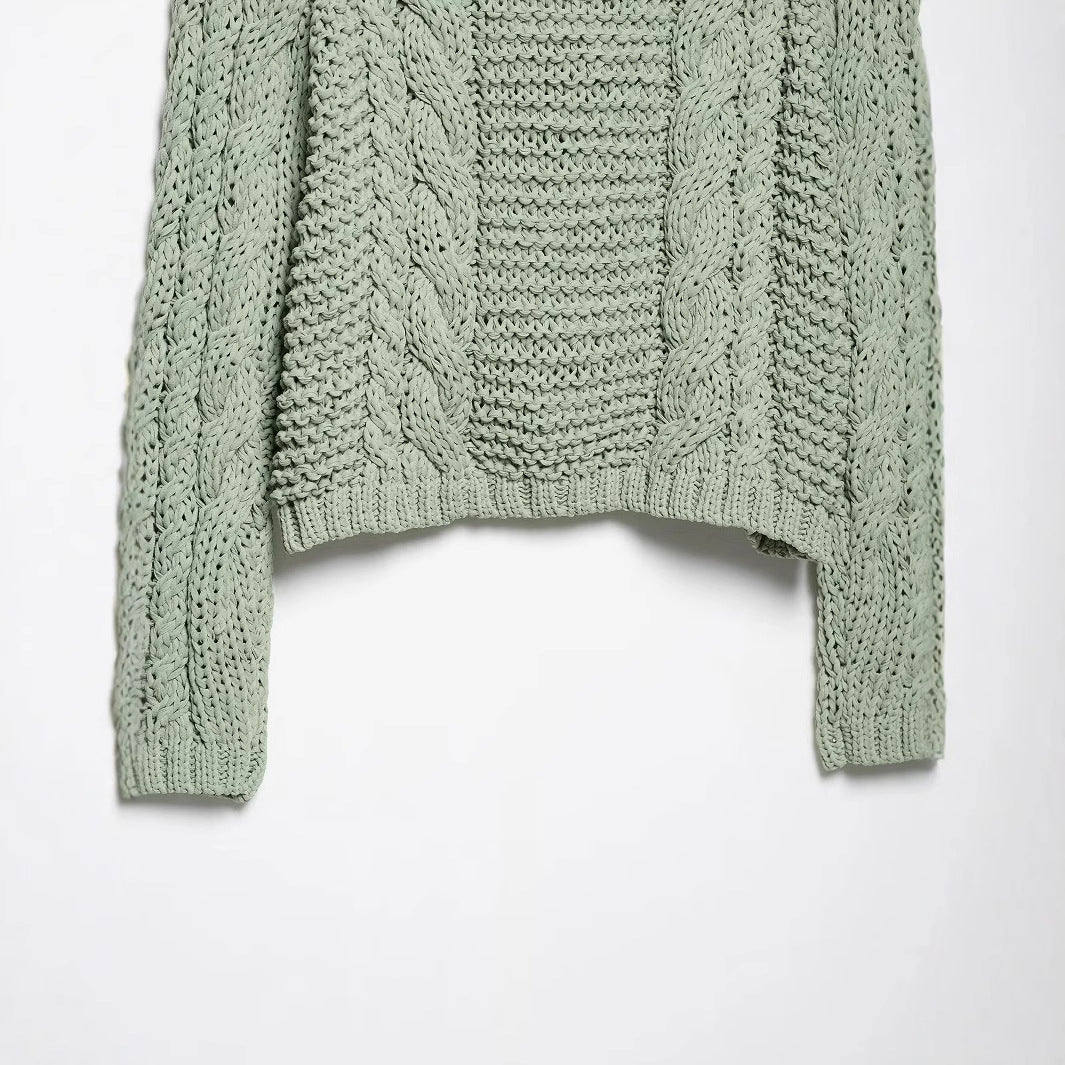 Kvinnors Cardigan Flätmönster Mjuk Bomull 4
