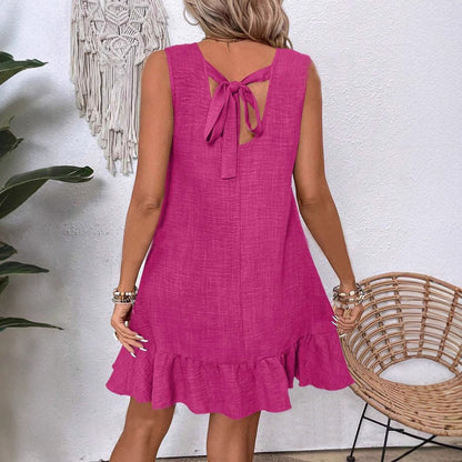 Kvinnor Midi Klänning Ärmlös Polyester Collage-5