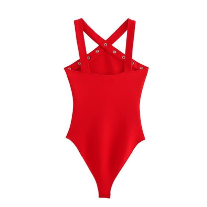 Dam Bodysuit Halter Stretch Medium Fit Underkläder Body-3