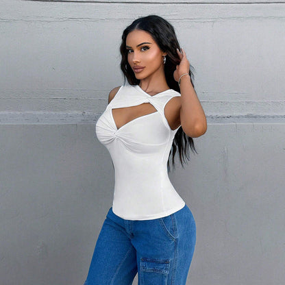 Dam Asymmetrisk Festtopp Spaghetti Band Polyester 4