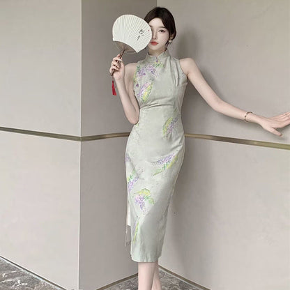 Fina Dam Klänningar Vintage Bustier Midjefigur Ärmlös Högkvalitativt Tyg-1