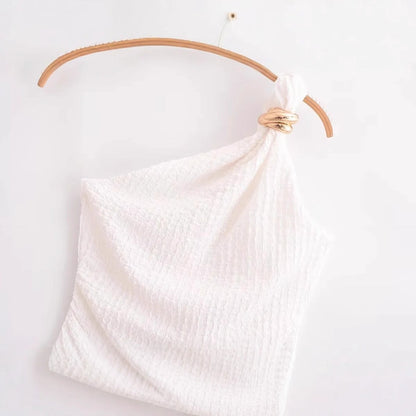 Asymmetrisk Topp med Dekorativ Knut - Lätt Tyg för Kvinnor, Perfekt för Avslappnade och Eleganta Tillfällen 4