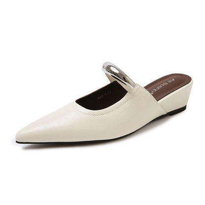 Kvinnor Slingback Skor Spetsig Tå Syntetiskt Material med Kedjedetalj-1