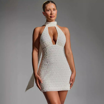 Dam Klänning Rufsad Kort Polyester Figurnära Stil-2