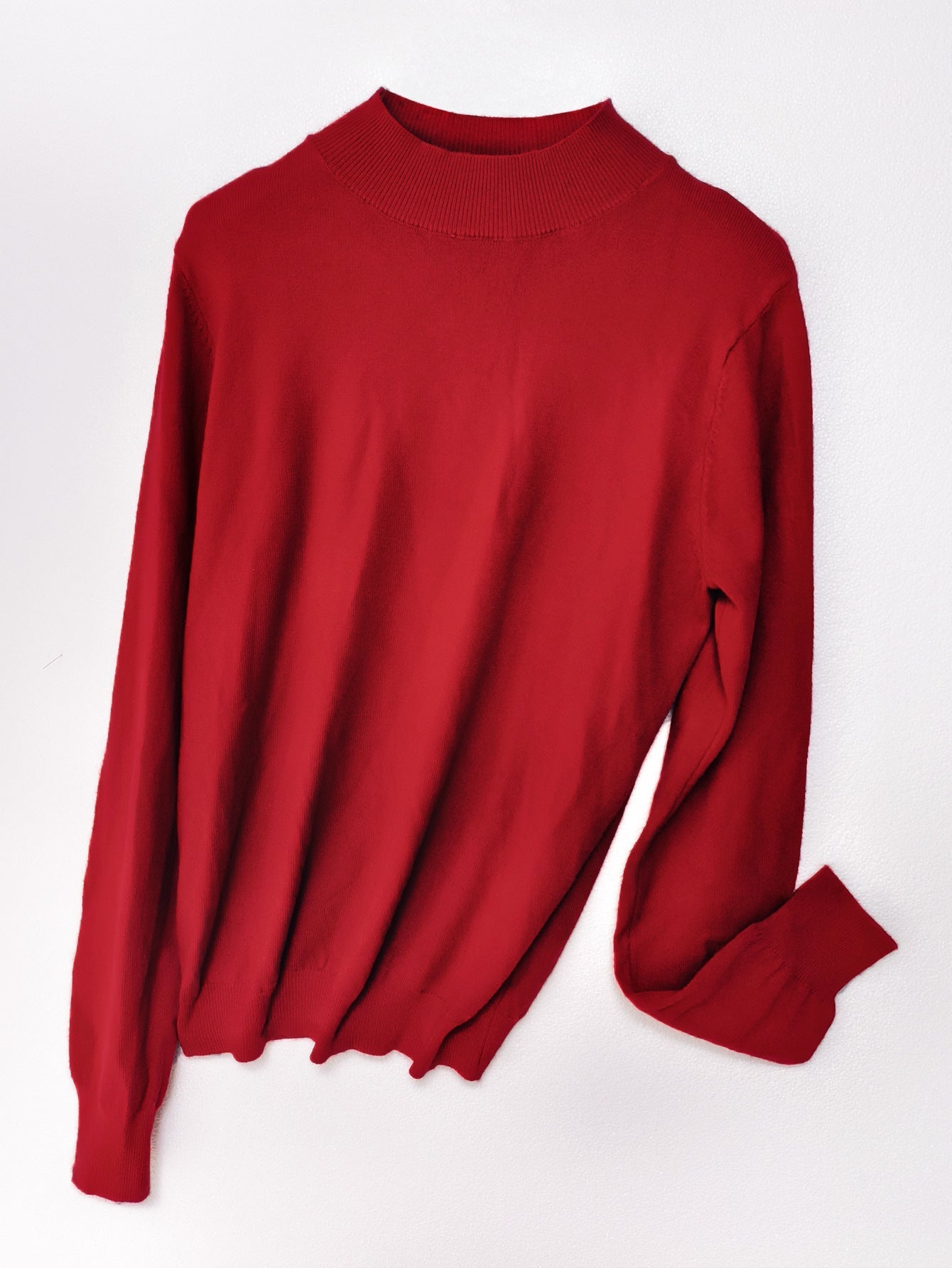 Dam Tröja Pullover Slim Fit Viskos Halv Stående Krage-6