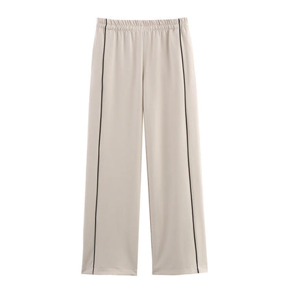 Dam Set Satinjacka och Breda Benbyxor 7