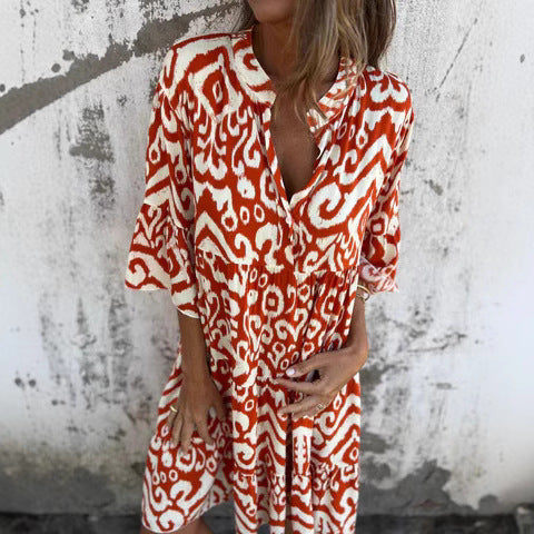 Kjol Dam Plisserad V-ringad Blommig Polyester-3