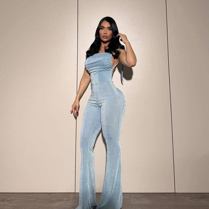 Kvinnors Jumpsuit Elegant Snitt Justerbara Spaghetti Band Elastiskt Tyg-3