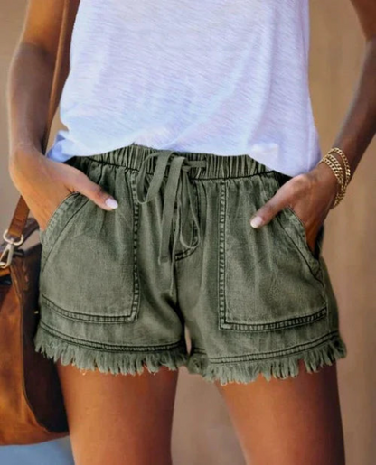 Kvinnors Denim Shorts Avslappnad Stil Denim-4