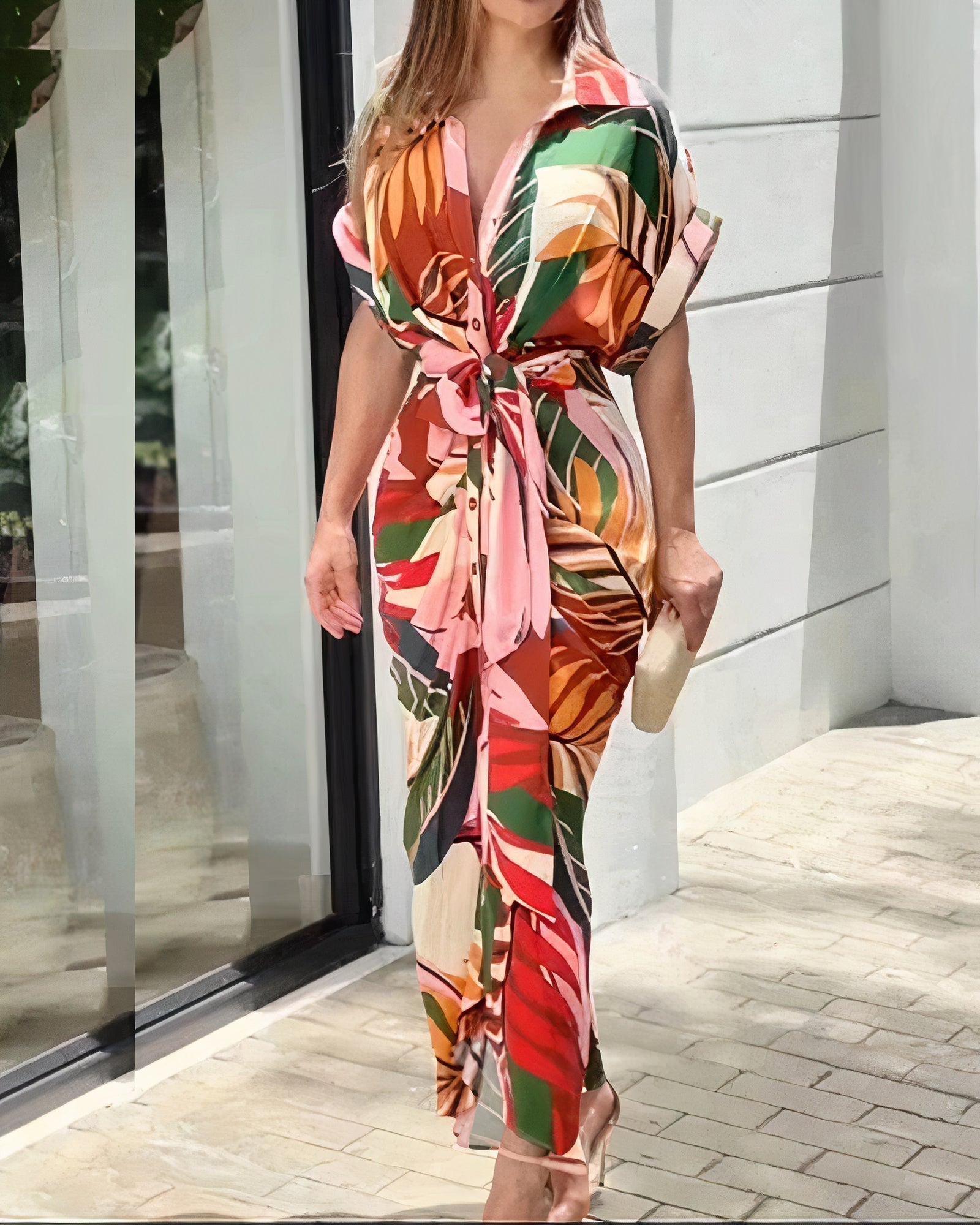 Fina Dam Klänningar Konsttryck Figurbetonad Polyester-4