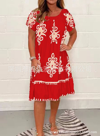 Variant image for Dam Klänning Kortärmad Utskriven Polyester-49