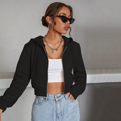 Dam Crop Hoodie Modern Design Mjuk Material 4