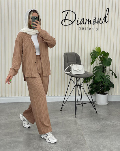 Variant image for Dam Långärmad Skjorta och Raka Benbyxor Polyester Elegant Outfit-13