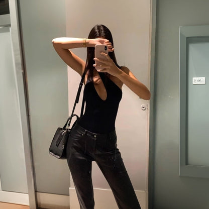 Dam Jumpsuit Off-Shoulder Hög Midja Stretchigt Tyg-5