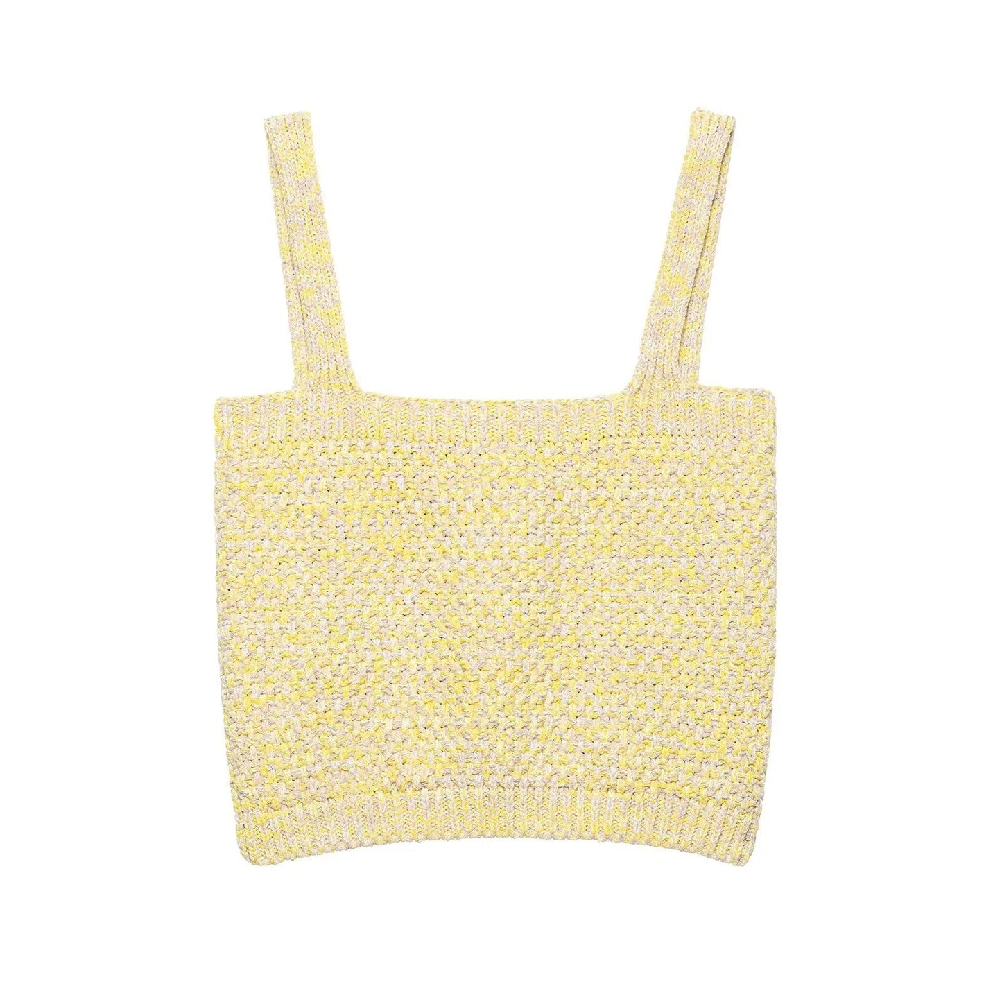 Damstickad Topp med Breda Remmar och Fint Mönster i Lätt Tyg 5