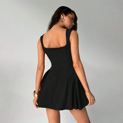 Kort Klänning Dam A-Line Enfärgad Polyester - Perfekt Festklänning och Sommarklänning-3