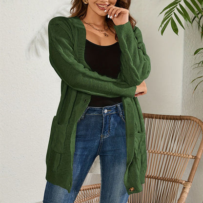 Kvinna Lång Kofta Cardigan Slim Fit Akryl-6
