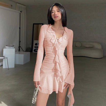 Kvinnors Omslagsklänning Rüsch Detaljer Flödande Tyg-2