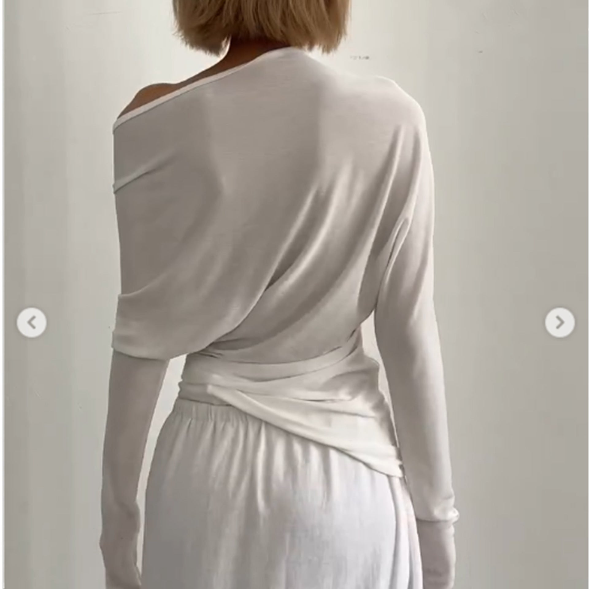 Kvinnors Axelfri Topp Asymmetrisk Stretchigt Material-2