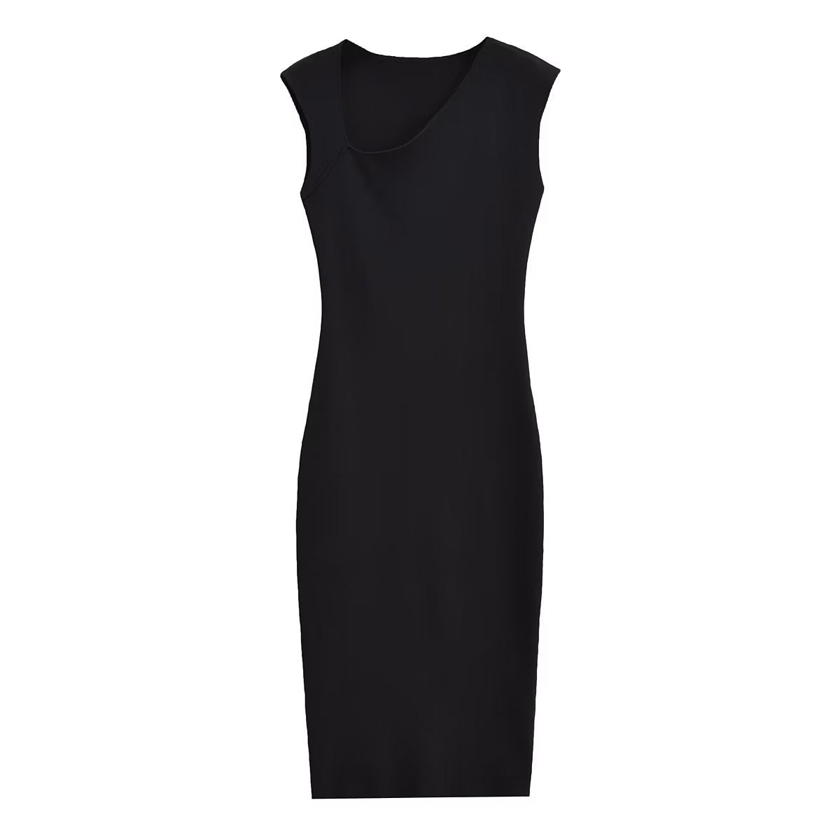 Kvinnors Bodycon Klänning Asymmetrisk Nacke Stickad-4
