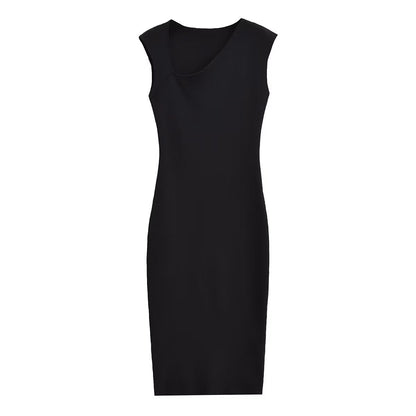 Kvinnors Bodycon Klänning Asymmetrisk Nacke Stickad-4