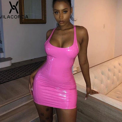 Kvinnors Glittrig Miniklänning Figurnära Elastiskt Material 2