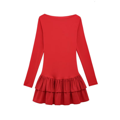 Dam Klänning Långa Ärmar Elegant Polyester Fina Dam Klänningar-3