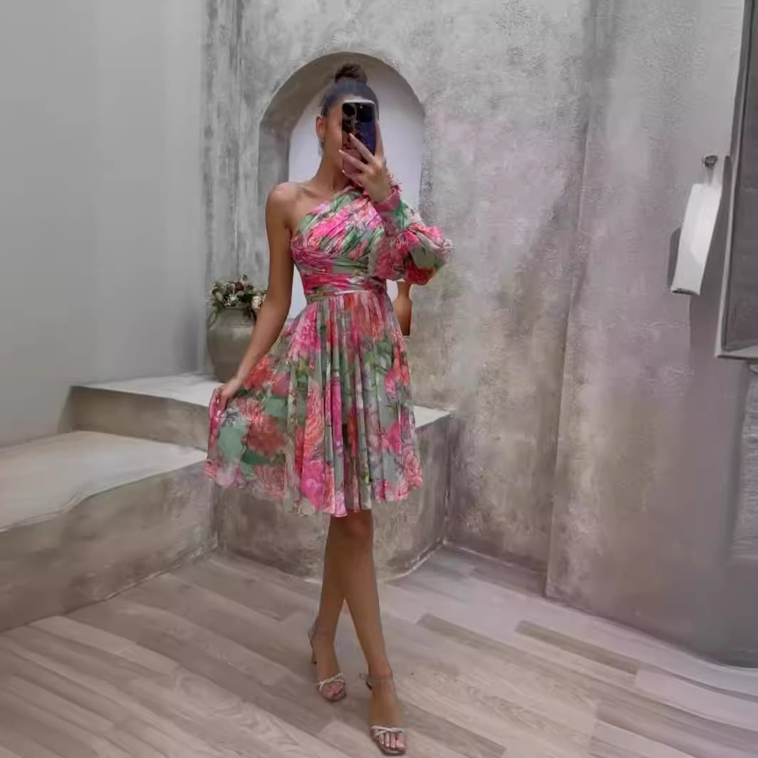 Dam Lång Kjol Asymmetrisk Chiffon Mid-Längd Elegant-6