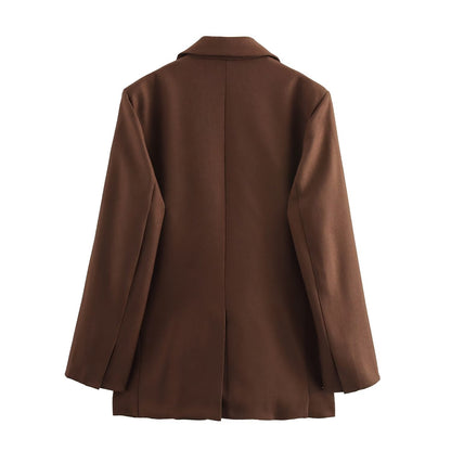 Damjacka Löst Passform Patchwork Polyester med Fickor-3