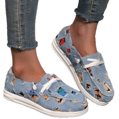 Kvinnors Sneakers i Denimdesign med Andningsbara Skär och Lätt Sula – Bekväm och Trendig Fritidssko 6
