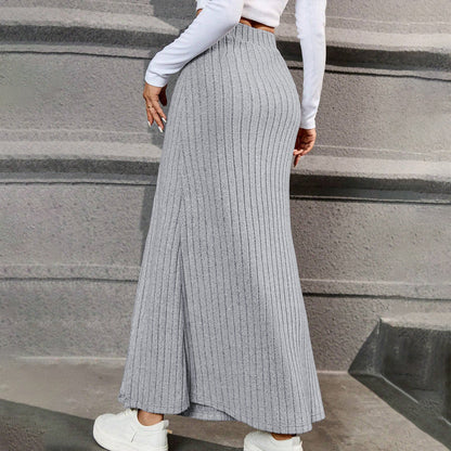 Kvinnors Lång Kjol Draperad Polyester Elegant Stil-3