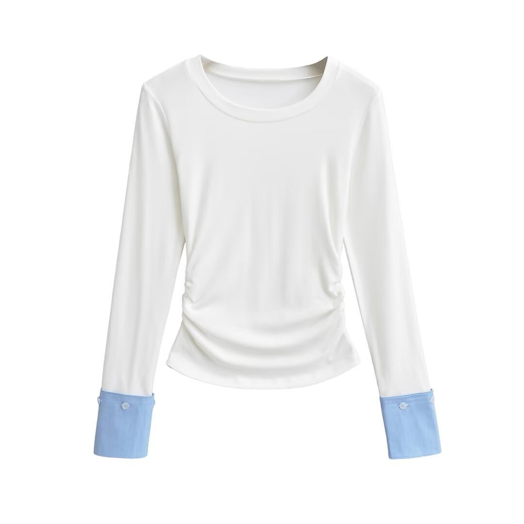 Dam T-shirt Slim Fit Randig 100% Bomull-2