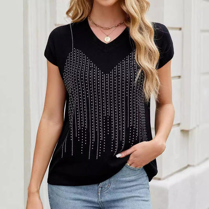 Dam T-shirt Löst Passande Viskos Nylon Elegant Stil-3