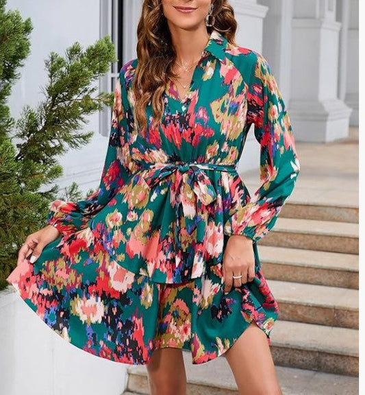 Dam Skjortablusklänning Tidlös Design Andningsbart Material 1