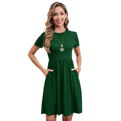 Kvinnors A-Line Klänning Elastisk Midja Polyester Kort Ärmar-6