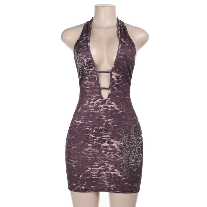 Kvinnors Klänning med Djup V-ringning och Dekorativa Utskärningar – Högkvalitativ Polyester och Elastan, Smickrande Passform 7