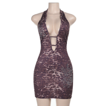 Kvinnors Klänning med Djup V-ringning och Dekorativa Utskärningar – Högkvalitativ Polyester och Elastan, Smickrande Passform 7