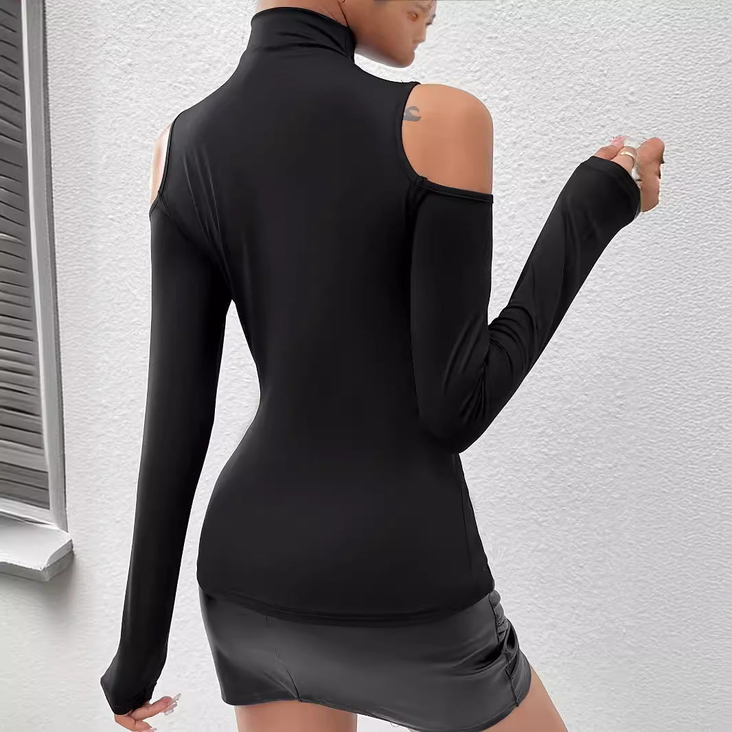 Dam T-Shirt Slim Fit Stickad Mjuk Kvalitet-3