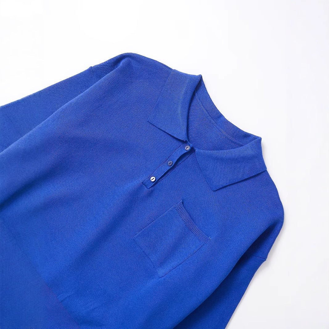 Dam Tröja med Polokolv och Bröstficka – Mjukt Tyg, Justerbar Passform, Perfekt för Vardags och Formella Tillfällen 3