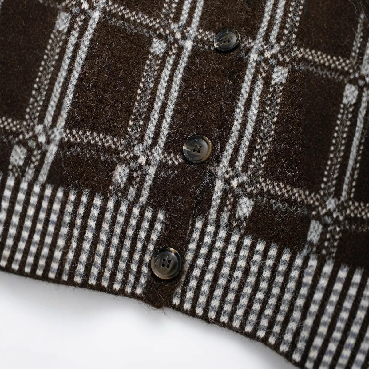 Kvinnors Cardigan Elegant Kontrollmönster Bomullsmix 4