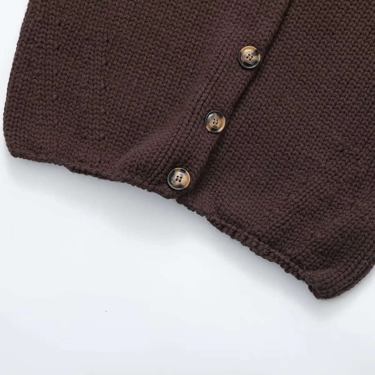 Kvinnors Cardigan V-ringning Mjuk Ullmix Voluminösa Ärmar-3