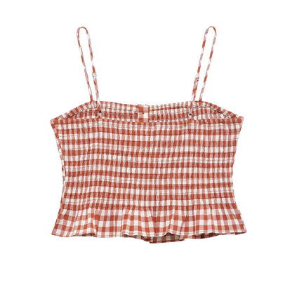 Dam Spaghetti Top Med Volangkant Streetwear Polyester-4