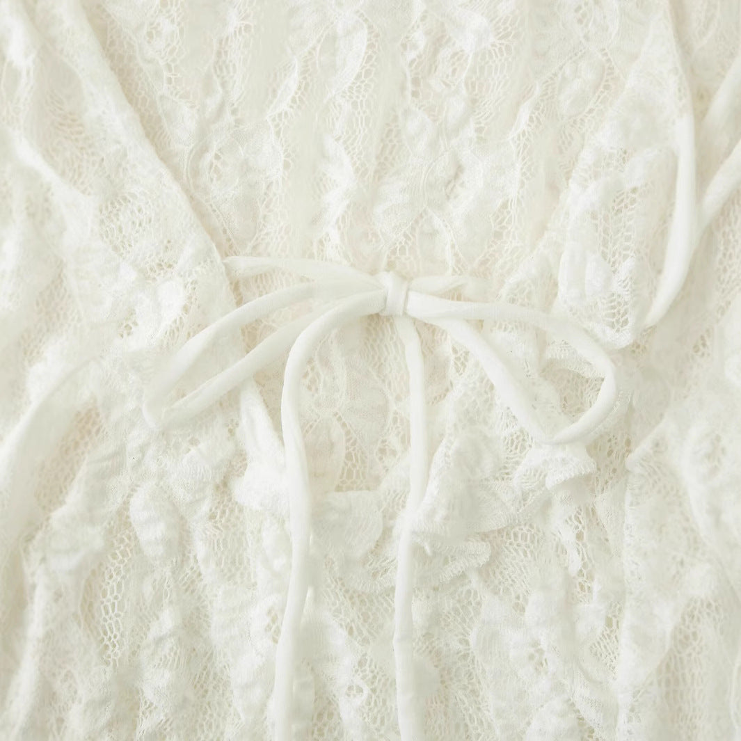 Dam V-hals Topp Långärmad Streetwear 100% Bomull-5