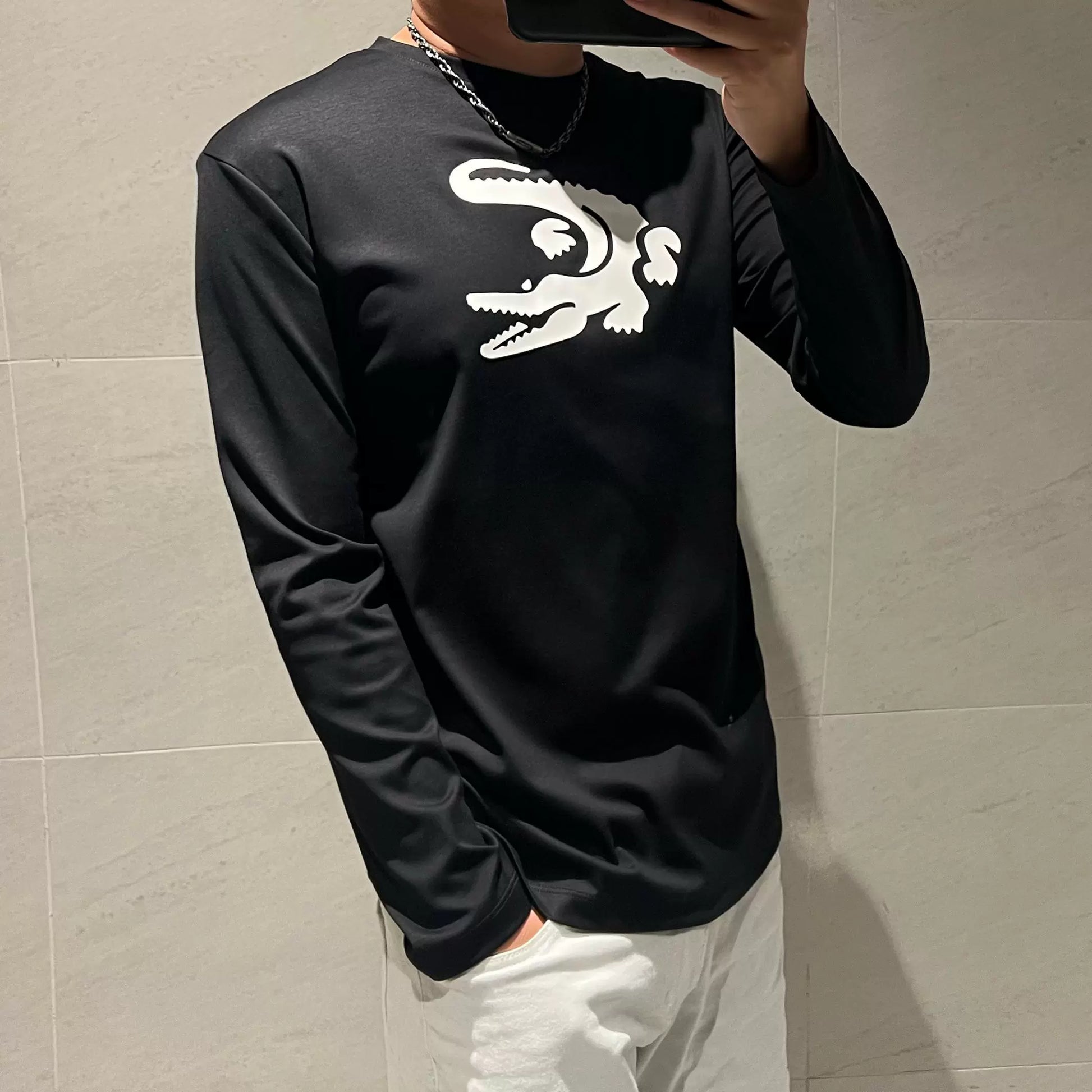 Variant image for Herrskjorta Långärmad Silke och Bomull Cirkulär Halsringning-5