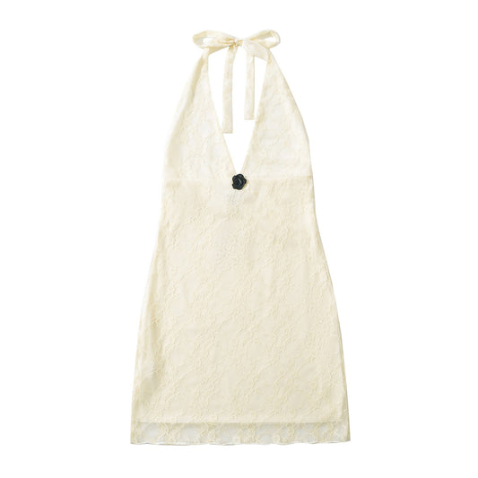 Dam Halshållarklänning Blommigt Mönster Justerbara Remmar för Bröllop och Fest 1