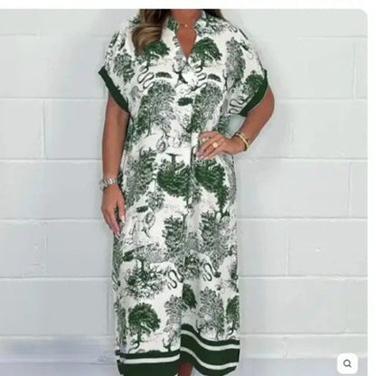 Kvinno Klänning Kortärmad Tryckt Polyester Elegant Avslappnad-2