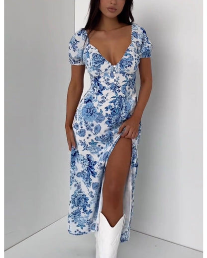 Variant image for Fina Dam Klänningar Slim-Fit Midi Viskos med Slits och Rüsche-1