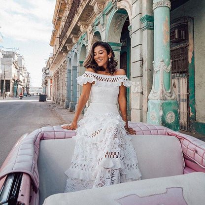 Dam Klänning A-Line Lång Högkvalitativt Tyg-5